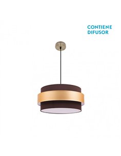 Colgante Bremen Cuero/marron-oro 3xe27 Regx40x40 Cm