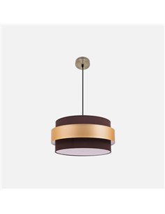 Colgante Bremen Cuero/marron-oro 3xe27 Regx40x40 Cm 2