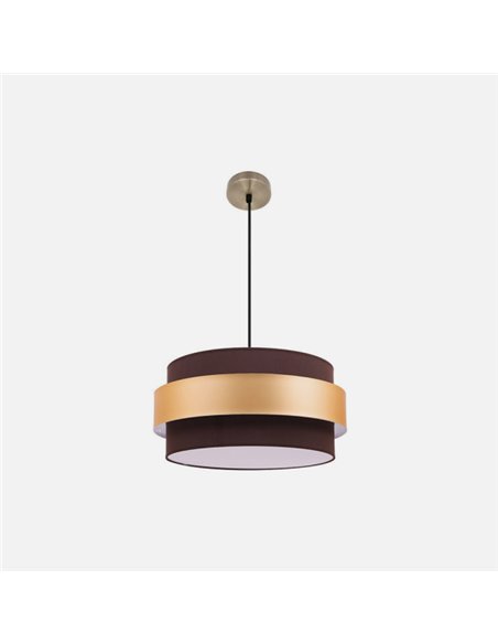 Colgante Bremen Cuero/marron-oro 3xe27 Regx40x40 Cm
