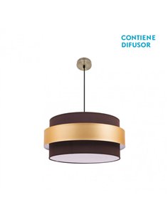 Colgante Bremen Cuero/marron-oro 3xe27 Regx50x50 Cm