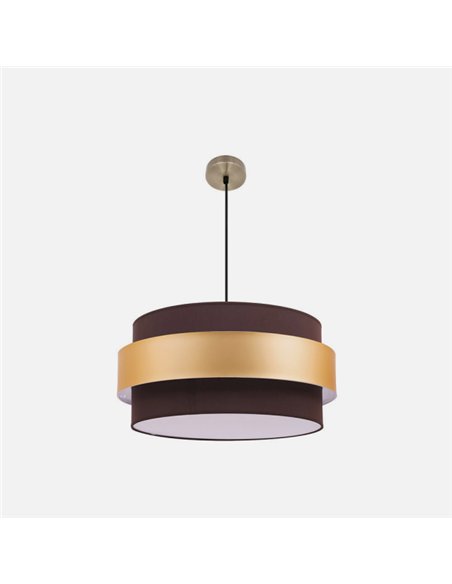 Colgante Bremen Cuero/marron-oro 3xe27 Regx50x50 Cm