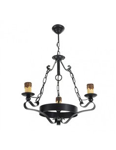 Lampara Rustica 3xe27 Medieval Negro Regx47x47 Cm