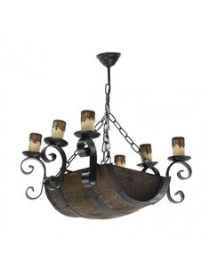 Lampara 6xe27 Barril Negro/marron Regx47x40 Cm