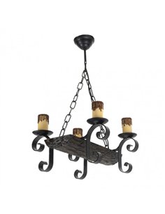 Lampara 4xe27 Tronco Negro/marron Regx38x35 Cm