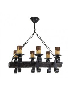 Lampara 6xe27 Tronco Negro/marron Regx50x35 Cm