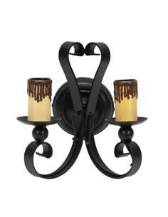 Aplique Rustico 2xe27 Medieval Negro 25x21x16 Cm