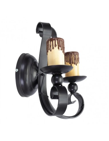 Aplique Rustico 2xe27 Medieval Negro 25x21x16 Cm