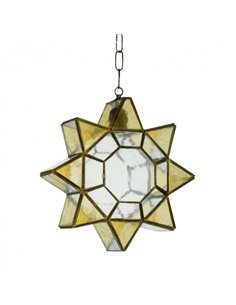 Colgante Estrella 1xe27 Ambarina Cuero/ambar Regx21x31 Cm