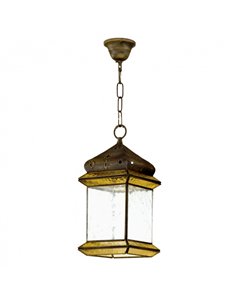 Colgante 4 Caras 1xe27 Ambarina Cuero/ambar Regx18x18 Cm