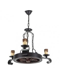 Lampara Rustica Rueda 3xe27 Marrón REGx51x51 Cm