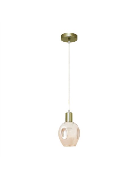 Colgante Meteoro 1xe27 Cuero/ambar Regx14 3 Oquedades
