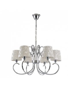 Lampara Cancun 6xe14 Cromo Pantalla Blanca 98x62x62 Cm