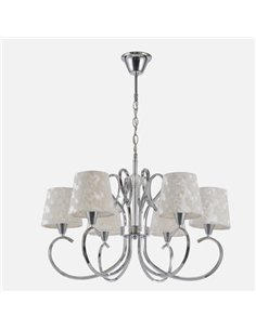 Lampara Cancun 6xe14 Cromo Pantalla Blanca 98x62x62 Cm 2