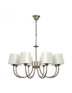 Lampara Guadalajara 8xe14 Cuero Pantalla Beis