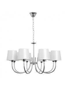 Lampara Guadalajara 8xe14 Cromo Pantalla Blanco