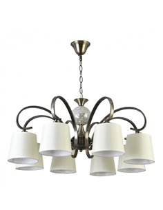 Lampara Concordia 8xe14 Cuero Pantalla Beis REGx75x75