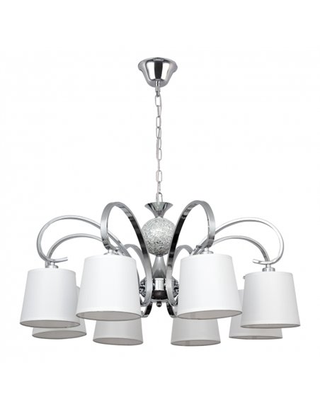 Lampara Concordia 8xe14 Cromo Pantalla Blanca  50-70x78d