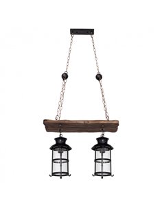 Colgante Rustico Cortijo 2xe27 Marron
