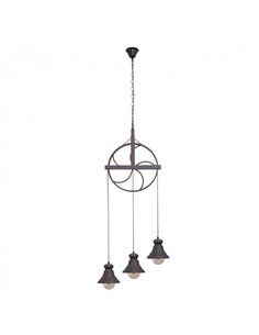 Colgante Rustico Rueca  3xe27 Marron