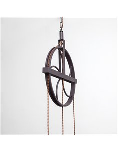 Colgante Rustico Rueca  3xe27 Marron 2