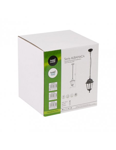 Colgante Exterior Albahaca 1xe27 Blanco Ip44 Policarbonato Regx15x15 Cm