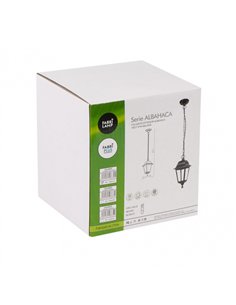 Colgante Exterior Albahaca 1xe27 Negro Ip44 Policarbonato Regx15x15 Cm 2