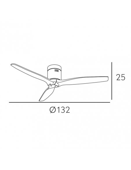 Ventilador Dc Aguilon Marron 3 Aspas Roble 6 Velocidades Sin Luz Remoto Y Temporiz.132d