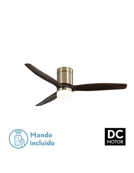 Ventil 20w Dc Aguilon Cuero 3 Aspas Roble 6 Velocidades C/remoto