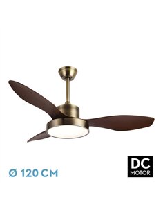 Ventilador DC Hayate 48w 4080lm Cuero/roble 3 Asp 39/54x120x120cm 3000-4000-6000k C/remoto