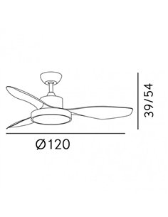 Ventilador DC Hayate 48w 4080lm Cuero/roble 3 Asp 39/54x120x120cm 3000-4000-6000k C/remoto 2