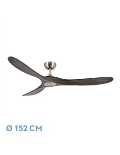 Ventilador Dc Marin Niquel 3 Aspas Roble Sin Luz 6 Velocidades Remoto Temporizador 152d 24