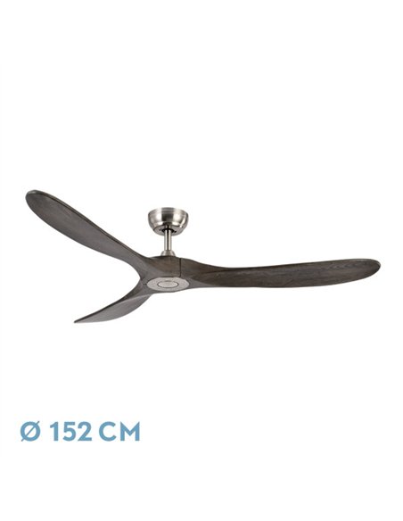 Ventilador Dc Marin Niquel 3 Aspas Roble Sin Luz 6 Velocidades Remoto Temporizador 152d 24