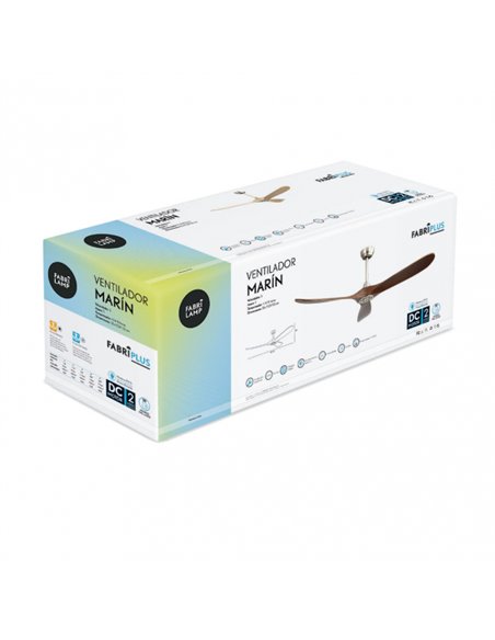 Ventilador Dc Marin Niquel 3 Aspas Roble Sin Luz 6 Velocidades Remoto Temporizador 152d 24