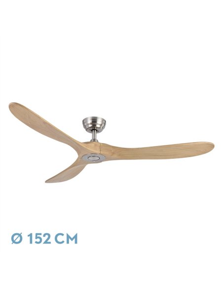 Ventilador Dc Marin Niquel 3 Aspas Haya Sin Luz 6 Velocidades 152d Temporizador Y Remoto 24