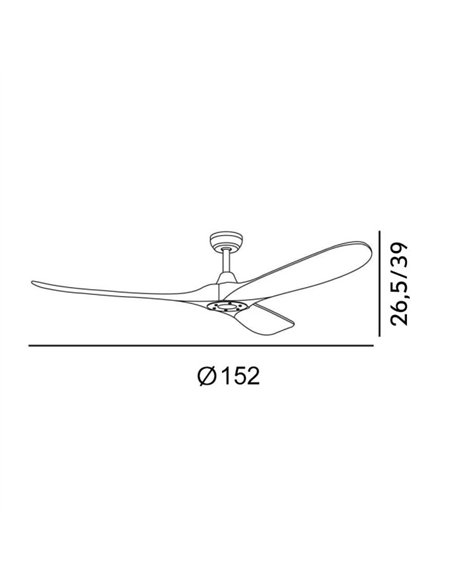Ventilador Dc Marin Niquel 3 Aspas Haya Sin Luz 6 Velocidades 152d Temporizador Y Remoto 24