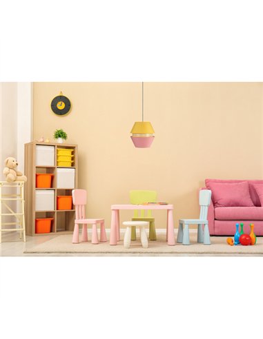 Colgante 3 Pantallas Trajano1xe27 Rosa/ Amarillo Regx35x35 Cm