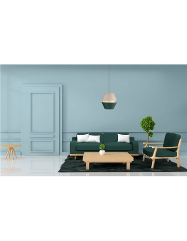 Colgante 3 Pantallas Trajano1xe27 Verde/ Beige  Regx35x35 Cm