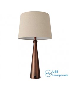 Sobremesa Pearl 1xe27 Marron 61x33x33 Cm Puerto Usb