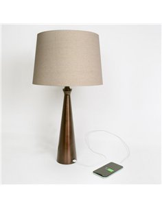 Sobremesa Pearl 1xe27 Marron 61x33x33 Cm Puerto Usb 2