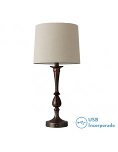 Sobremesa Khalifa1xe27 Marron 60´5x28x28 Cm Puerto Usb