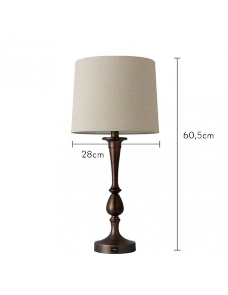 Sobremesa Khalifa1xe27 Marron 60´5x28x28 Cm Puerto Usb