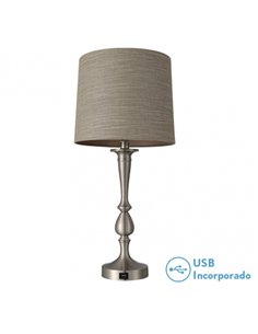 Sobremesa Khalifa 1xe27 Niquel 60´5x28x28 Cm Puerto Usb