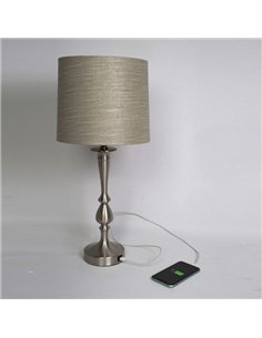 Sobremesa Khalifa 1xe27 Niquel 60´5x28x28 Cm Puerto Usb 2