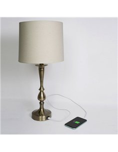 Sobremesa Khalifa 1xe27 Cuero 60´5x28x28 Cm Puerto Usb 2