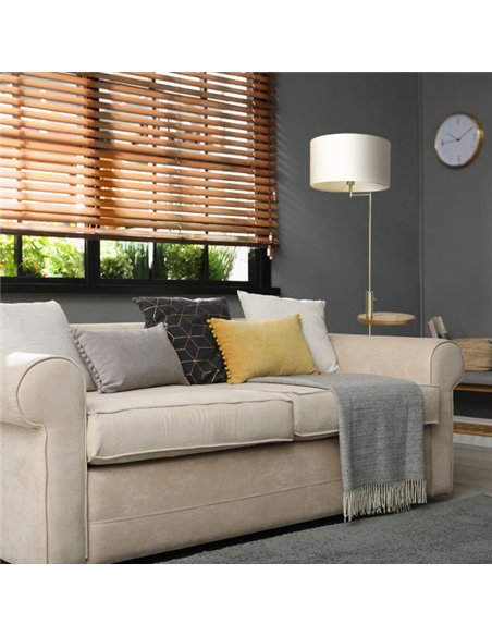 Pie De Salon Sirio C/mesa Y Conex.usb 1xe27 Cuero  C/ Pant Beig (164x40x40)(24x40x40) Cm