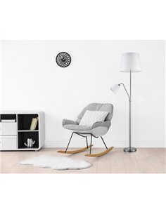 Pie De Salon Arturo 1xe27+1xe14 C/lector  Niquel  C/pant Blanca 1 2