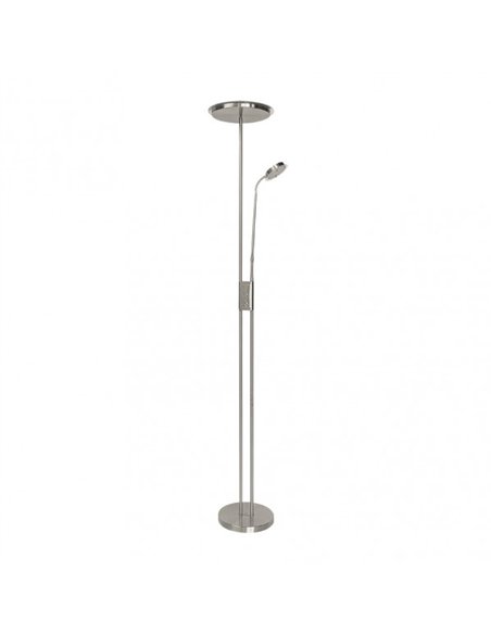 Pie De Salon Antares 20w+7w 4000k  C/lector  Niquel 183x25x25 Cm Tactil c/reg.Intensidad Y Memoria