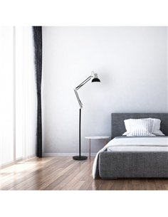 Flexo De Pie Articulable Rutilo 1xe27 Negro/cromo 180x28x28 Cm 2