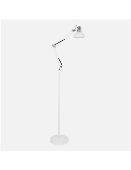 Flexo De Pie Articulable Rutilo 1xe27 Blanco/cromo 180x28x28 Cm