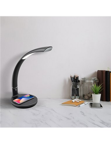 Flexo Alabastro 7w 560lm 3500-6500k Negro 44x16x27 CmCarg.mov.inalamb.5 Colores X 3 Intensid. Regulables